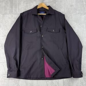 Eton Overshirt Jacket Dark Purple Button Front Workwear Style Size M Luxury Prep